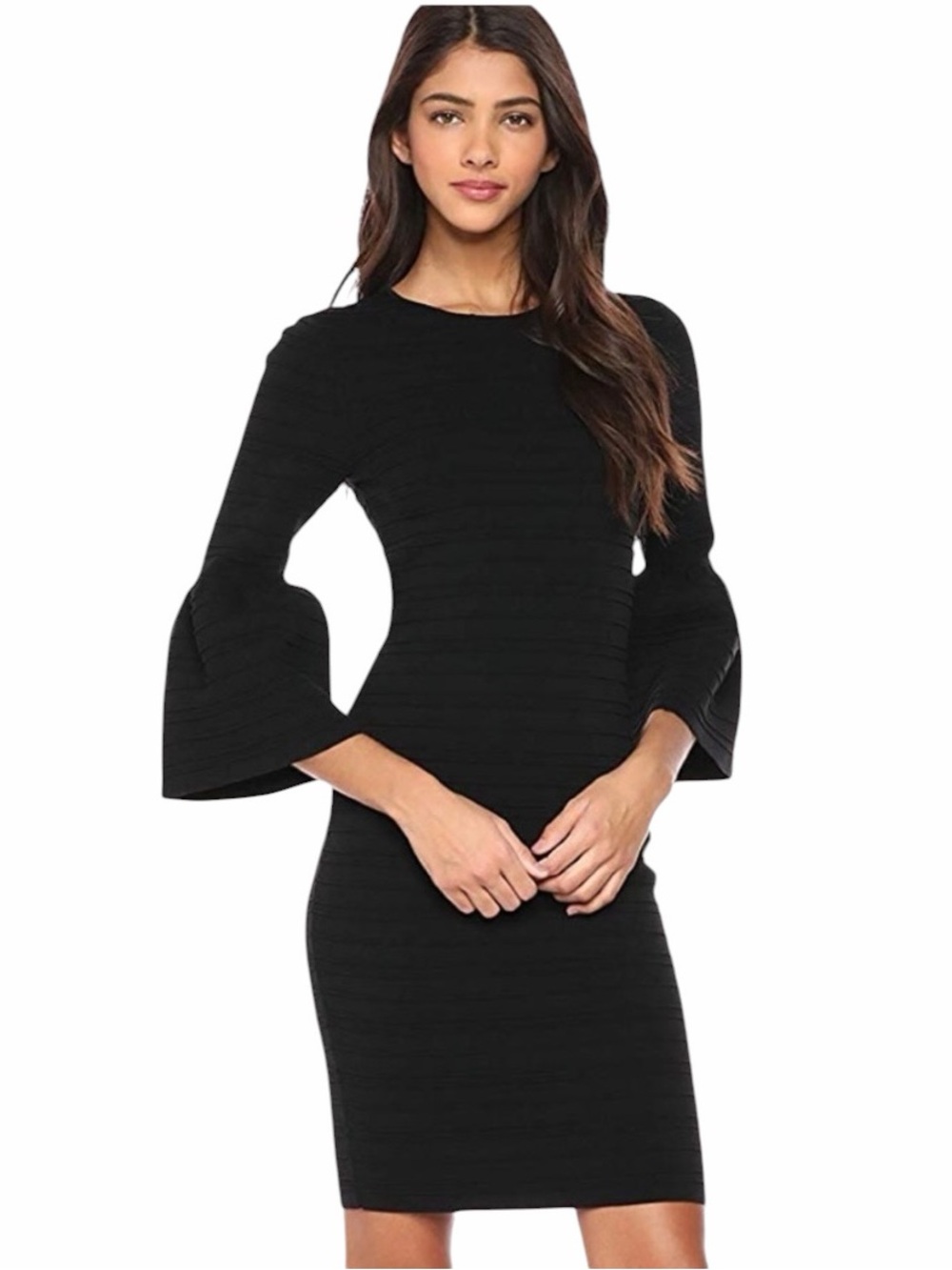 Ted Baker - Vansiaa Bell Sleeve Bodycon Knit Dress Black Size 3 US 8